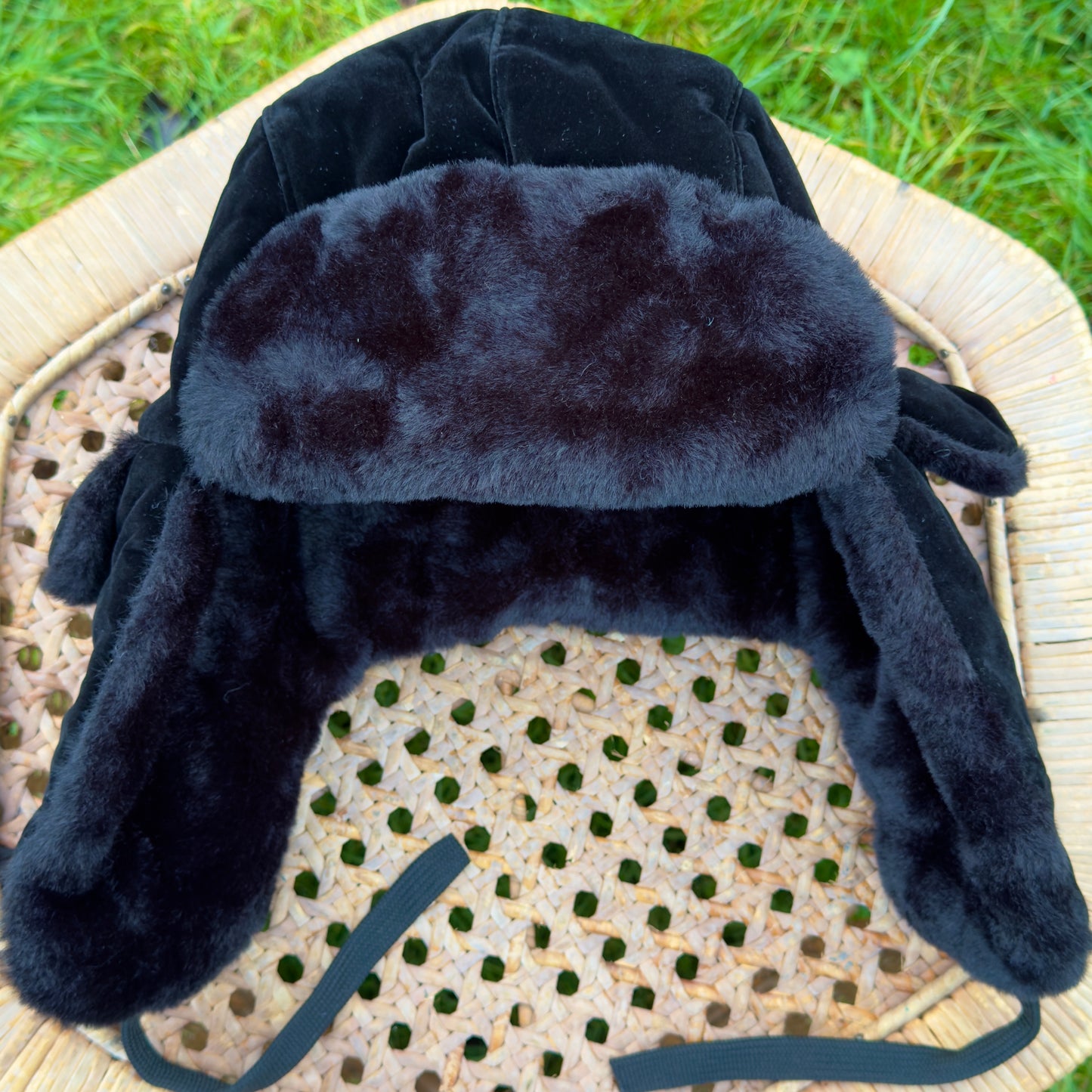 Black Velvet / Faux Fur Ushanka